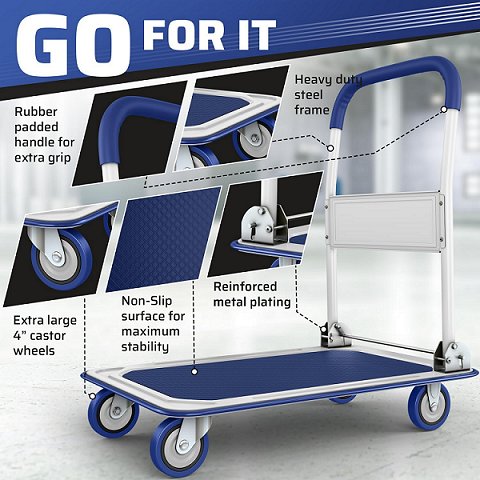 Big Blue Extra Large Foldable Push Cart Dolly