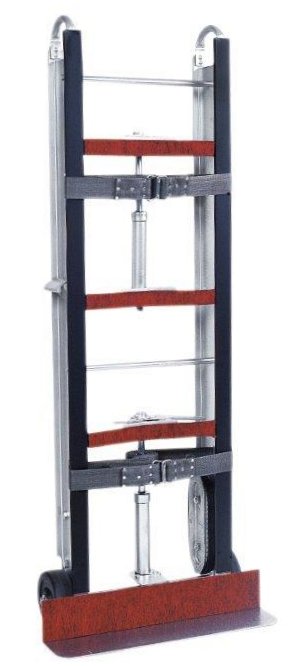 Stevens MRT-2R magnesium appliance hand truck with dual ratchet straps and 500 lb. capacity